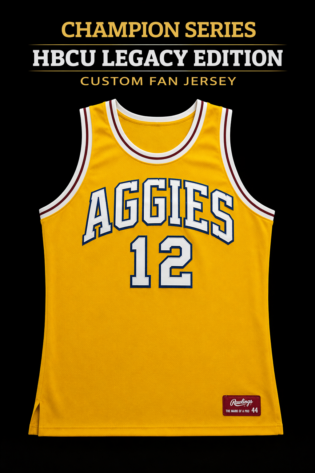 🔥 HBCU Legacy Edition – Aggies Custom Basketball Jersey (Gold Classic)