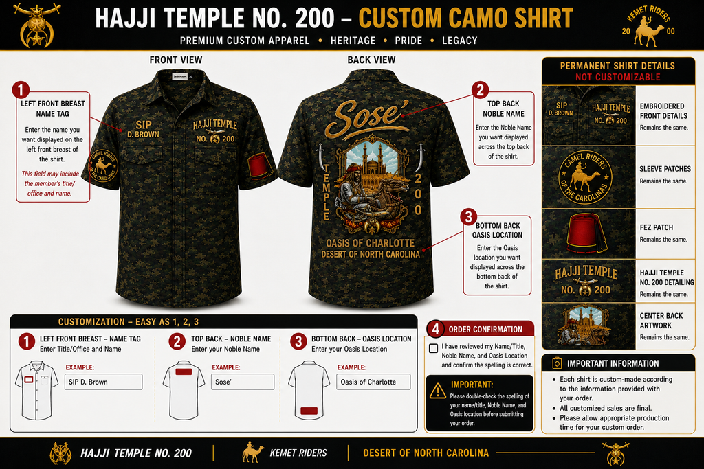 Hajji Temple No. 200 – Custom Camo Shirt